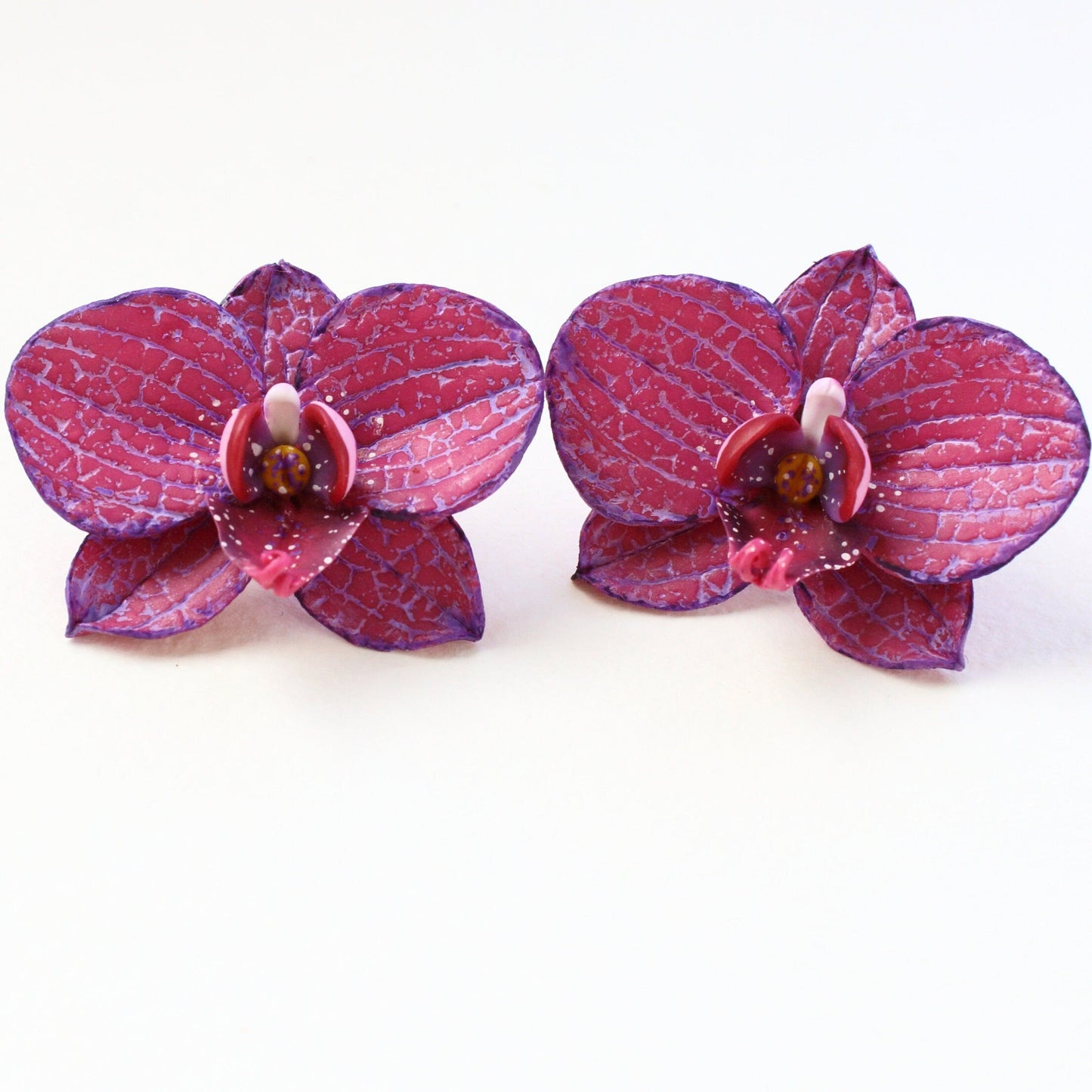 Floral Fantasy: Orchid Earrings Polymer Clay.