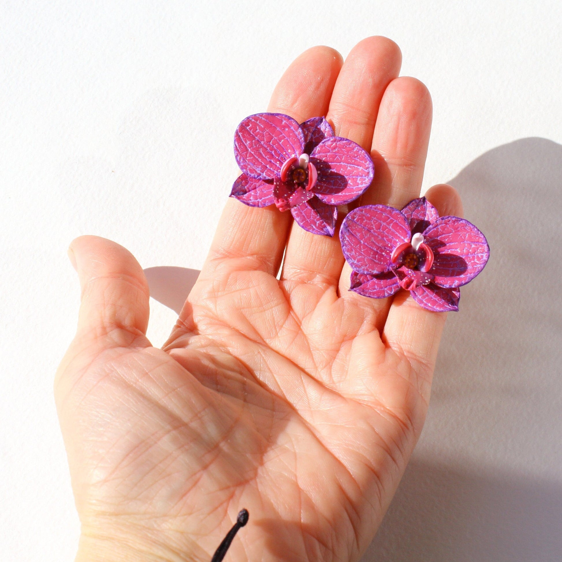 Floral Fantasy: Orchid Earrings Polymer Clay.