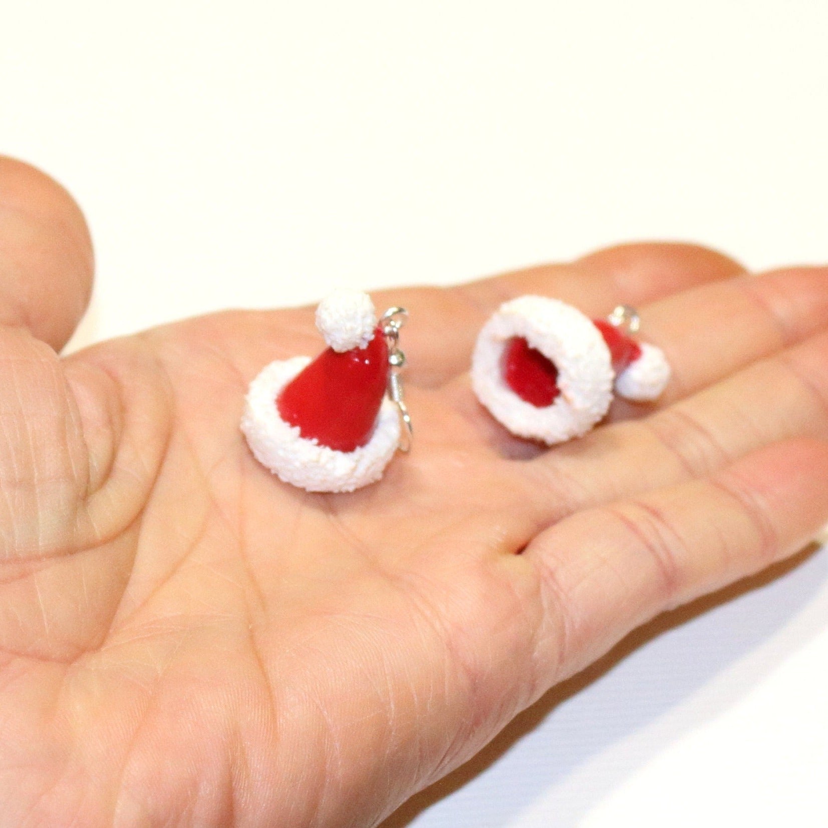 Christmas Magic: Santa Claus Hat Earrings Polymer Clay.