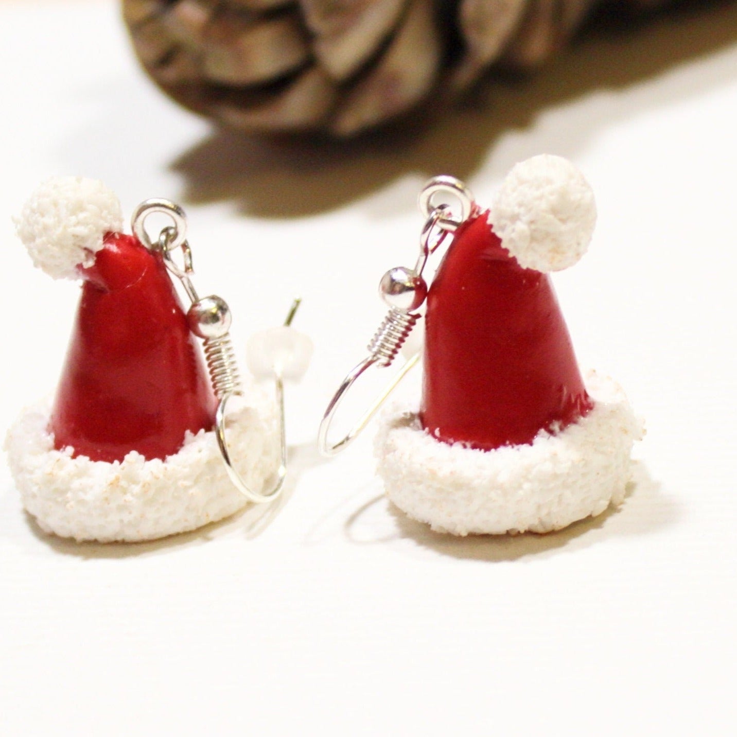 Christmas Magic: Santa Claus Hat Earrings Polymer Clay.