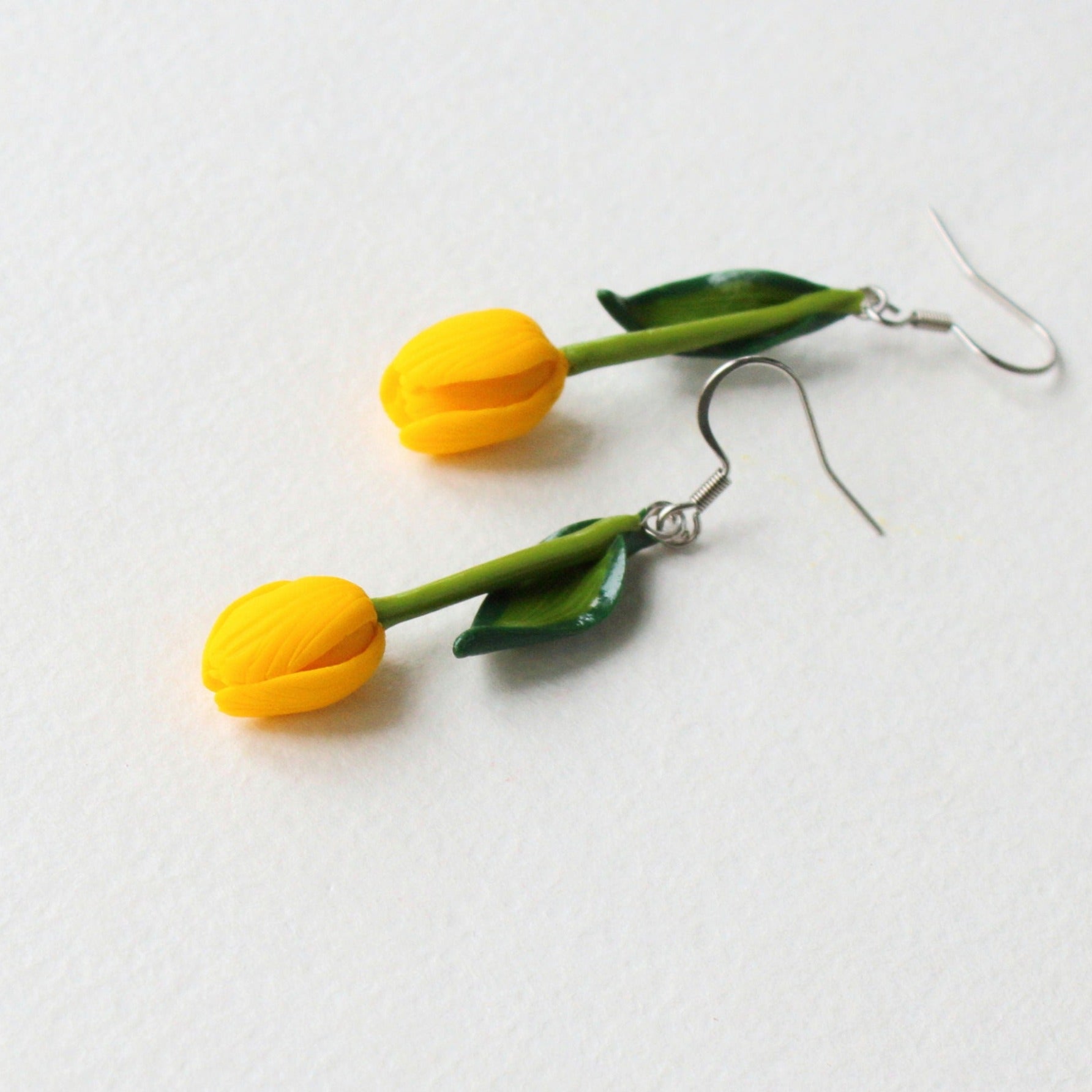 Floral Delight: Yellow Tulip Earrings Polymer Clay.