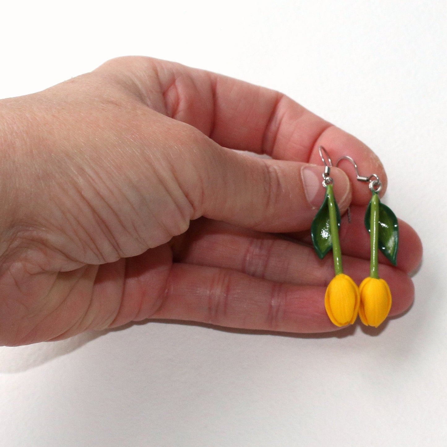 Floral Delight: Yellow Tulip Earrings Polymer Clay.