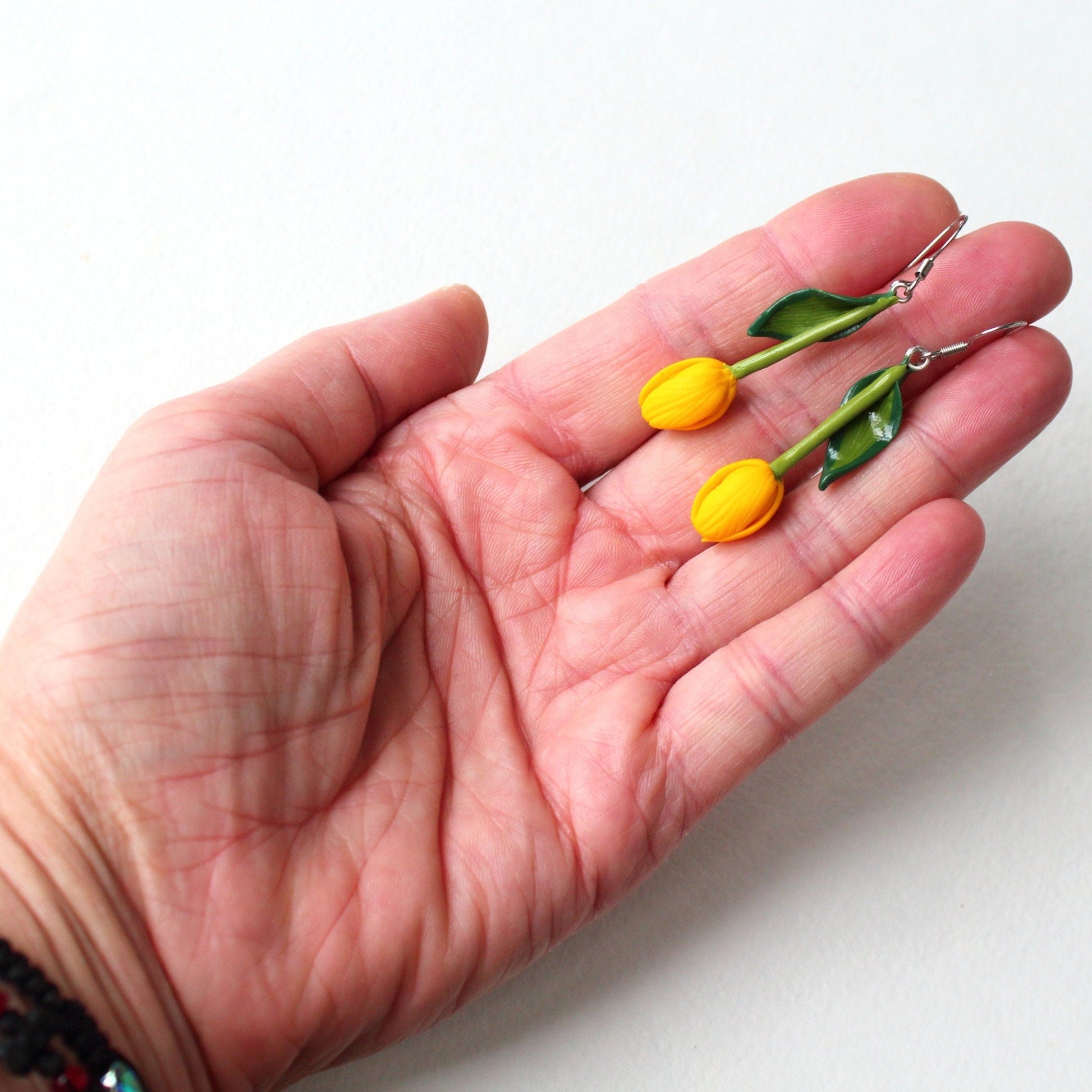 Floral Delight: Yellow Tulip Earrings Polymer Clay.