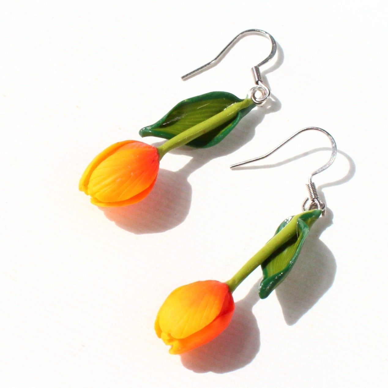 Sunny Blush: Tulip Earrings Polymer Clay.