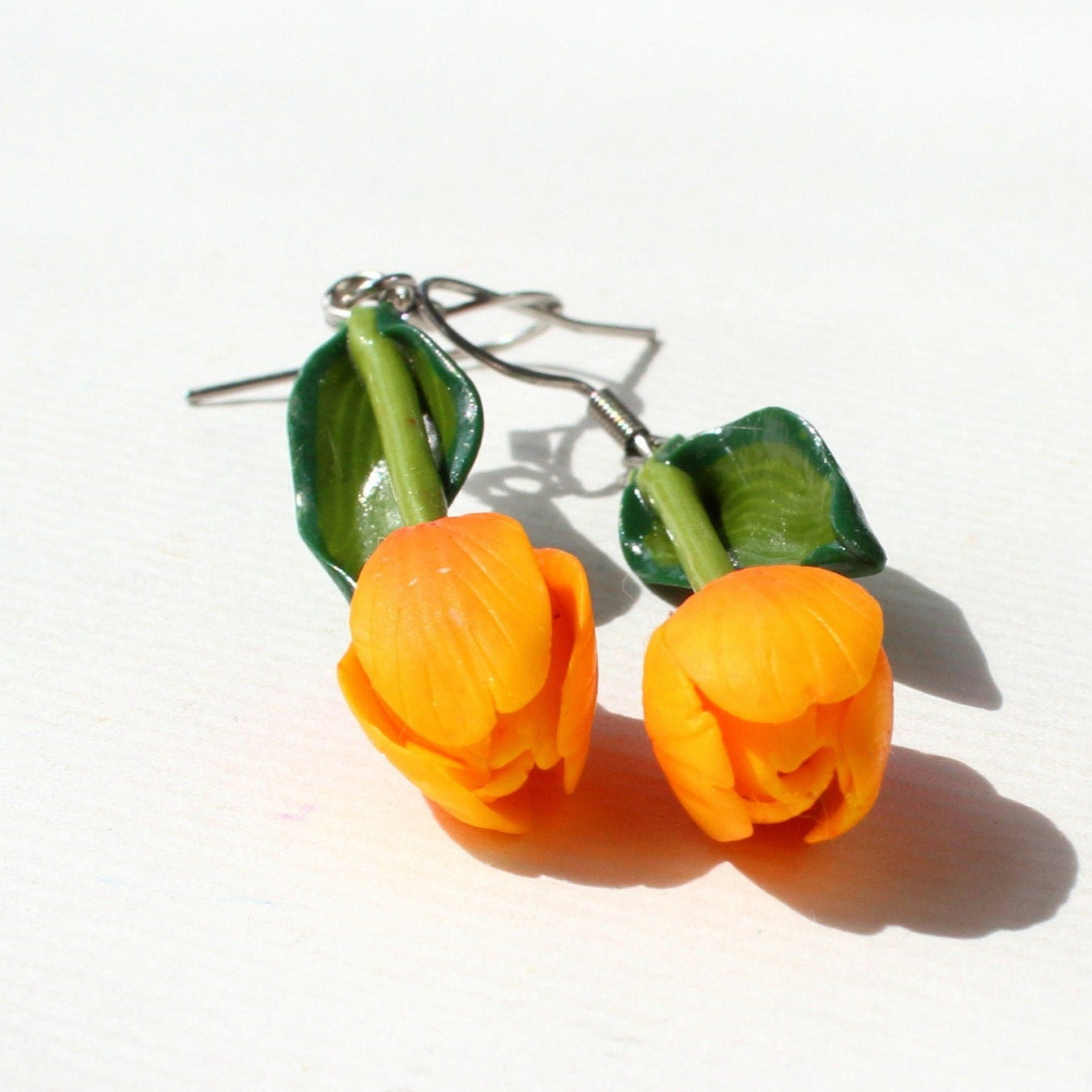 Sunny Blush: Tulip Earrings Polymer Clay.