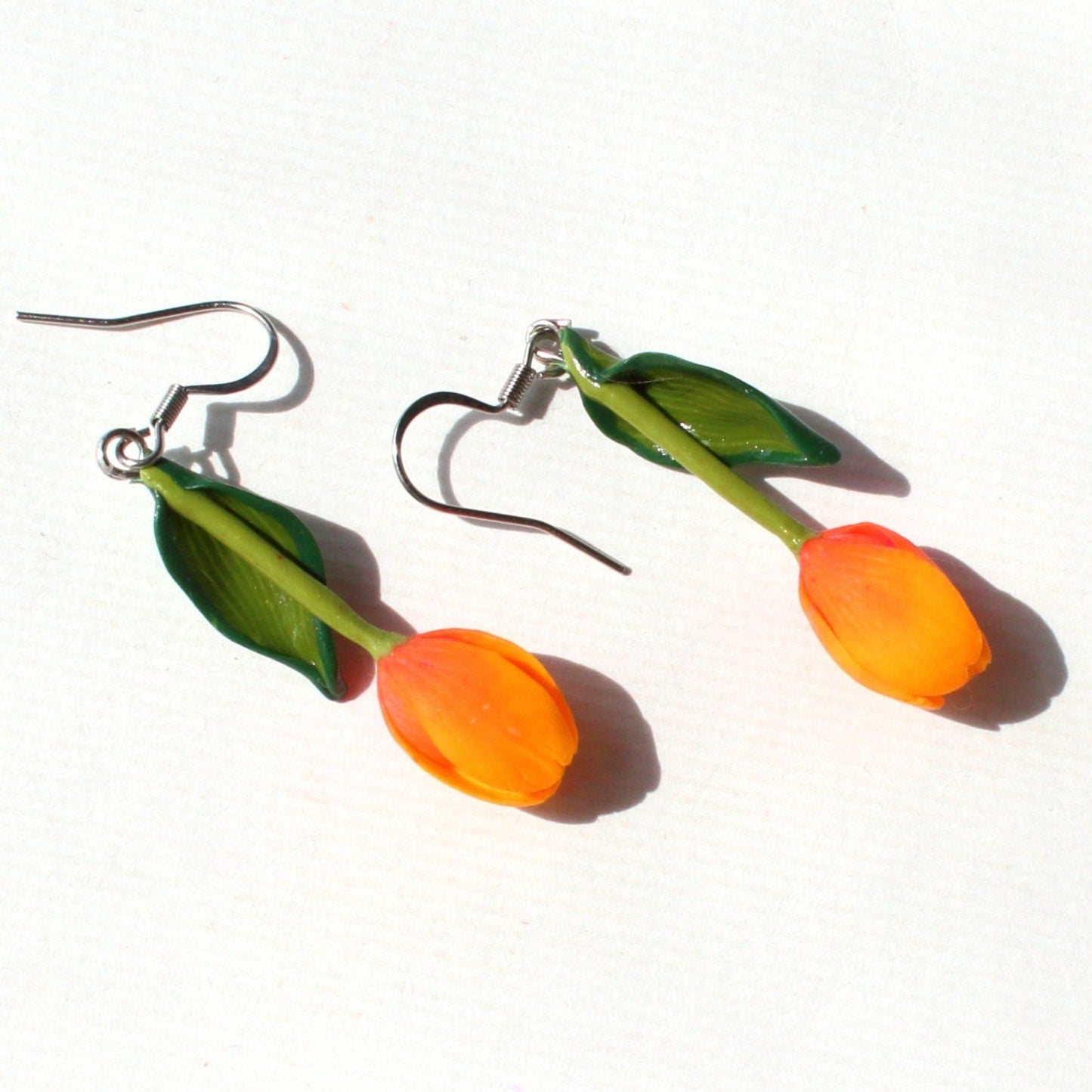 Sunny Blush: Tulip Earrings Polymer Clay.