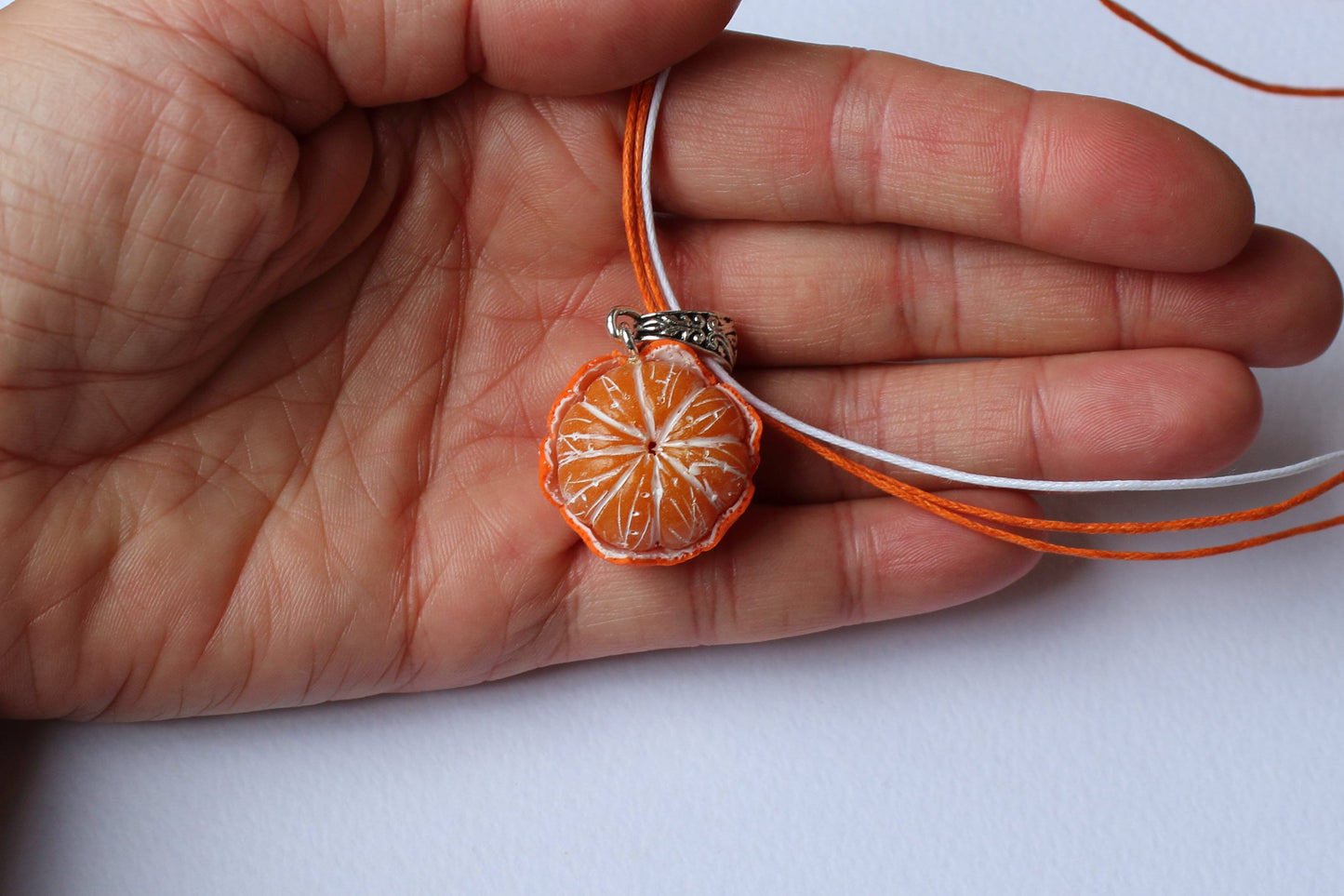 Juicy Delight:  Mandarin Polymer Clay Necklace