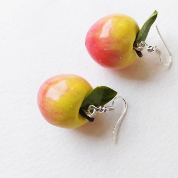 Juicy Things: Apple Earrings Polymer Clay.