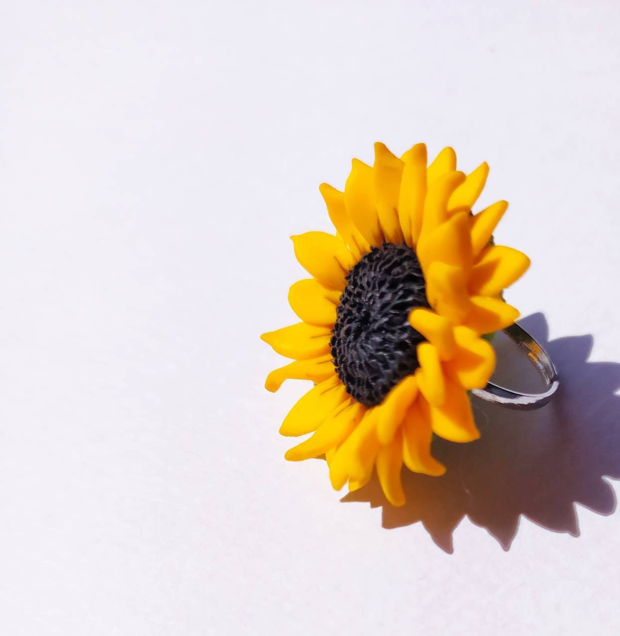 Blooming Love: Sunflower Ring Polymer Clay