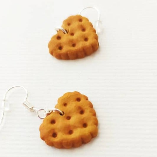 Love Tastes : Heart Cookie Earrings Polymer Clay.