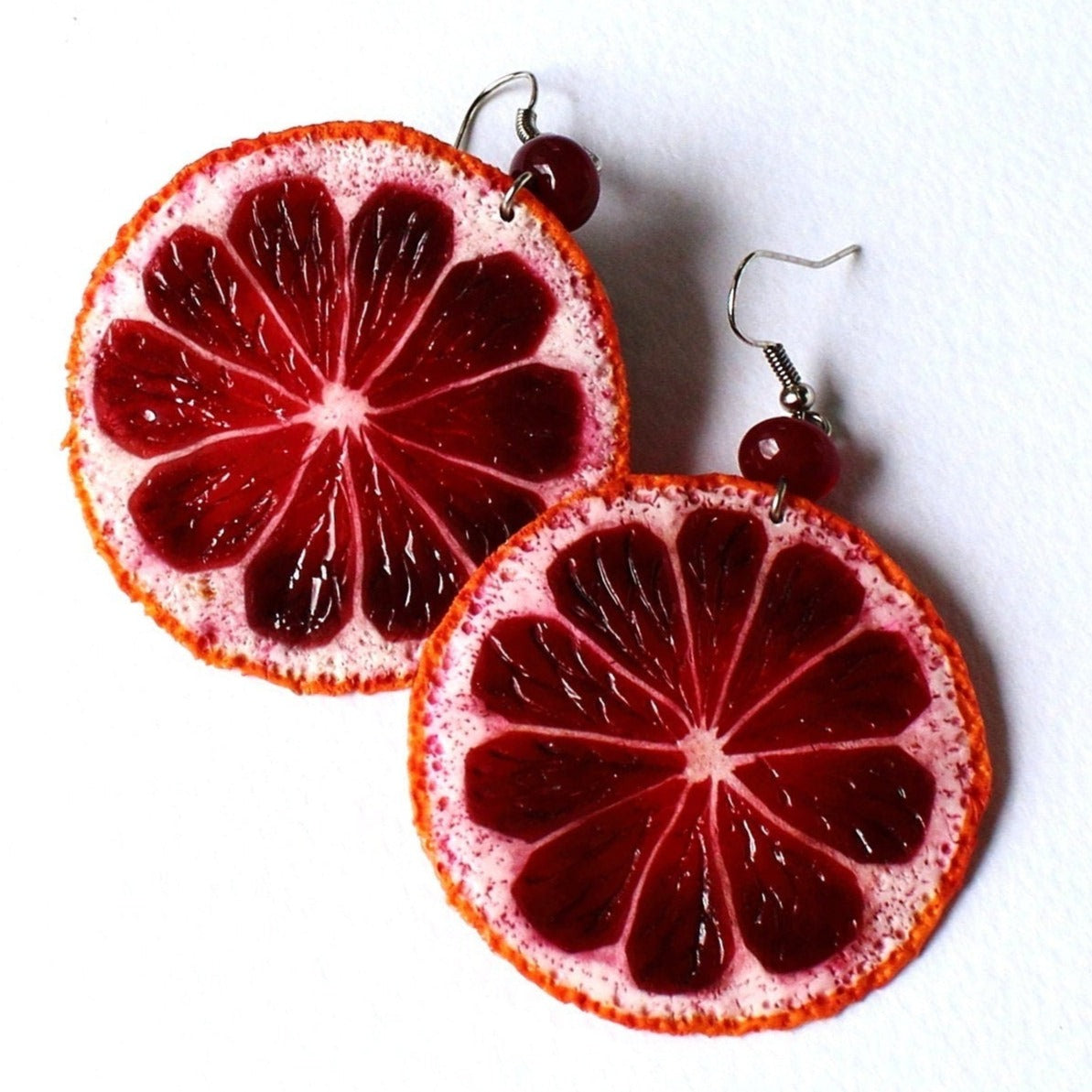 Sicilian Secret: Blood Orange Earrings Polymer Clay.