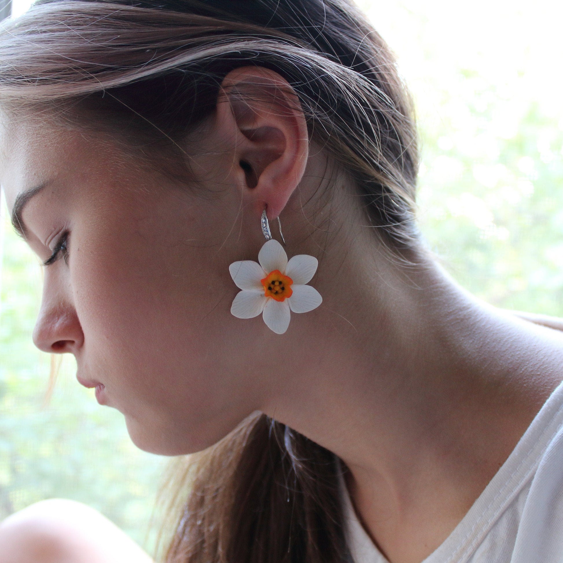 Flower Serenade: Daffodil Earrings Polymer Clay.