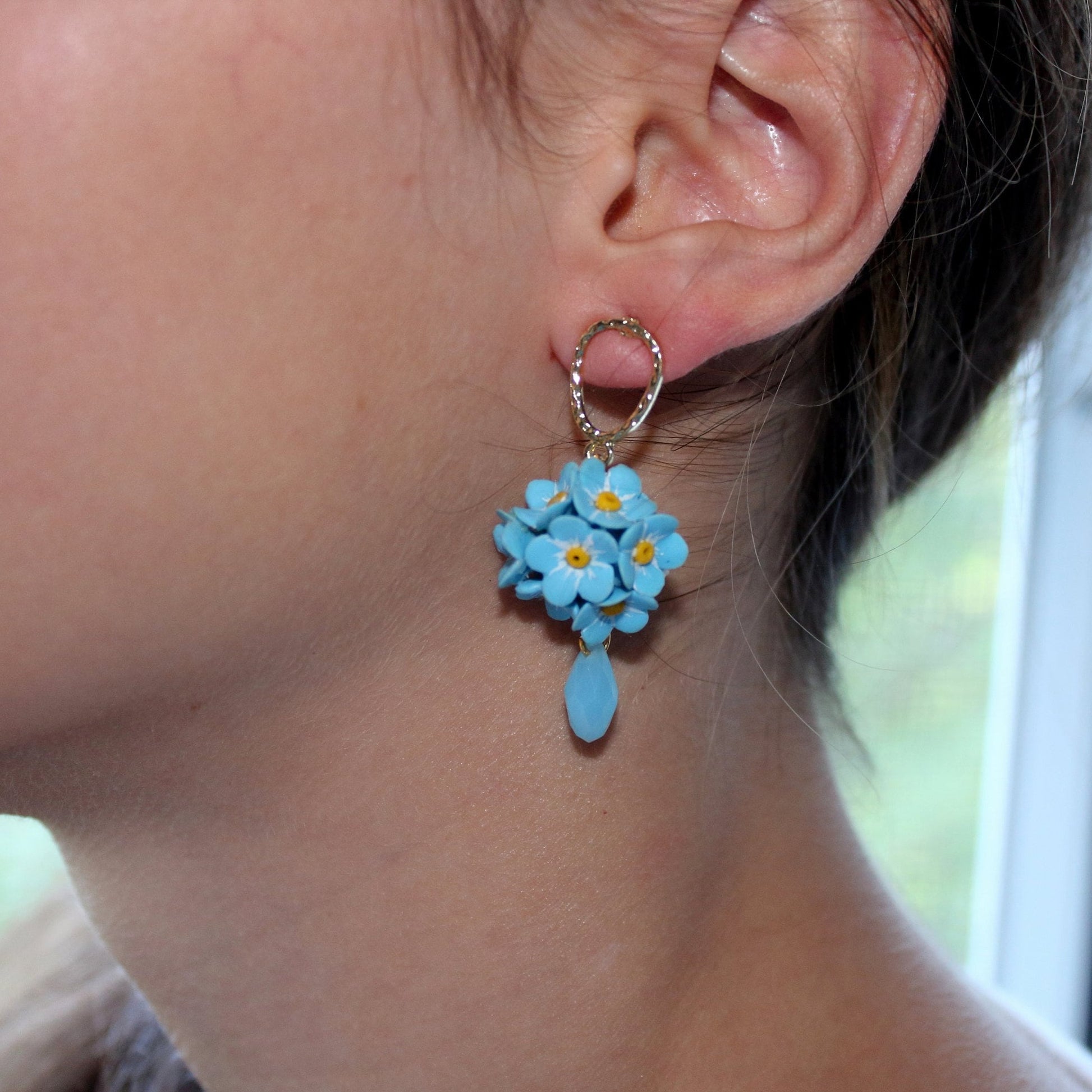 Sky Dreams: Forget Me Not Earrings Polymer Clay.