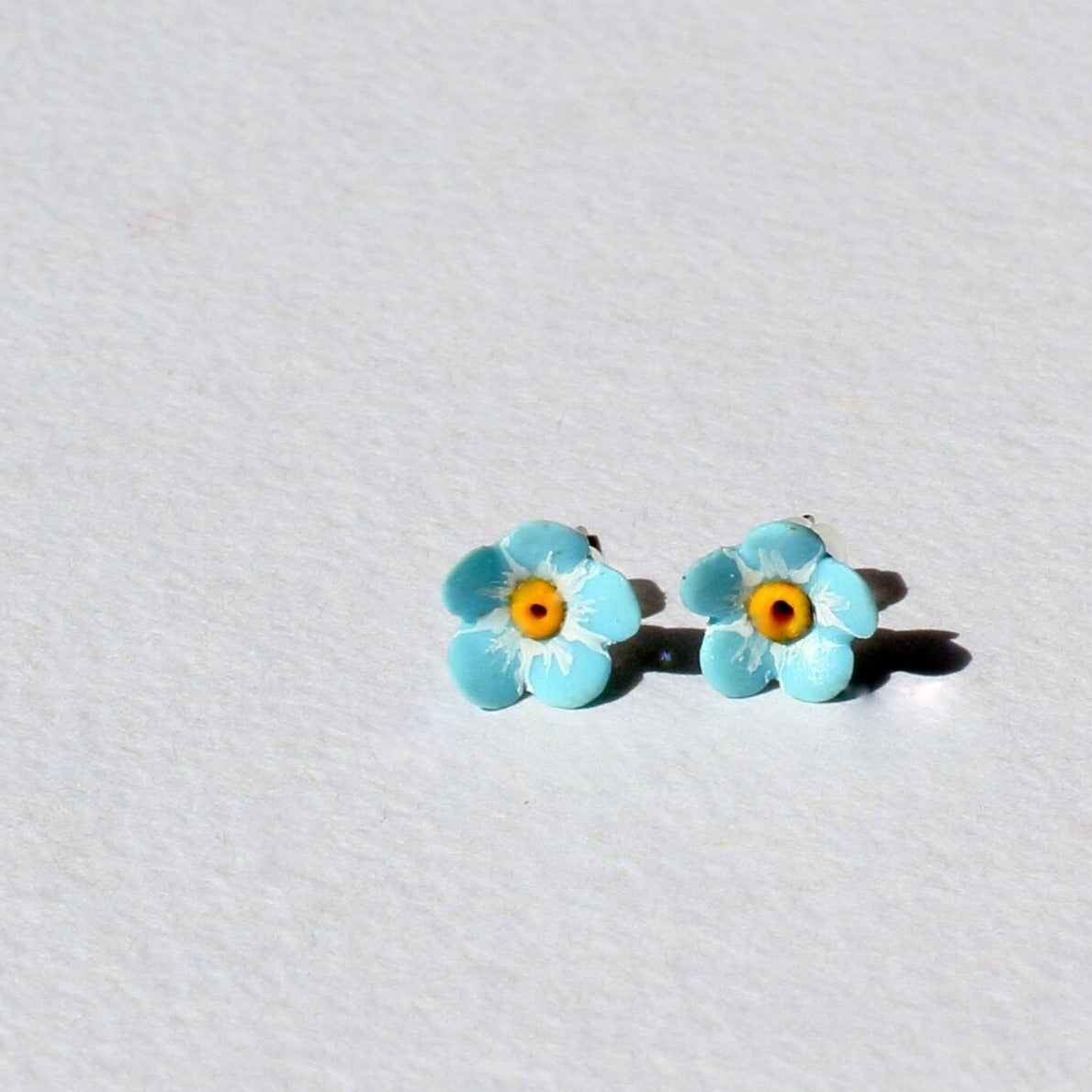 Tiny Memories: Forget Me Not Earrings Polymer Clay.