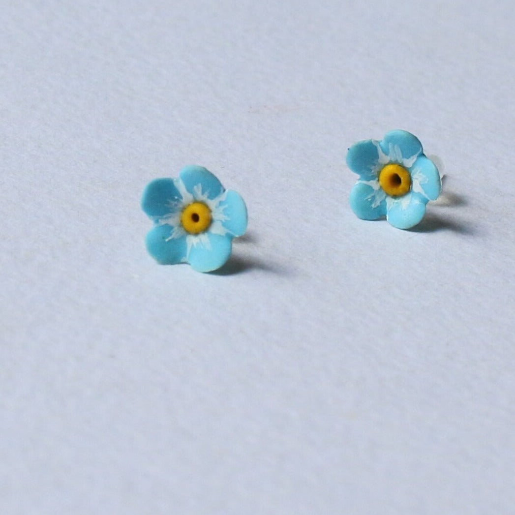 Tiny Memories: Forget Me Not Earrings Polymer Clay.