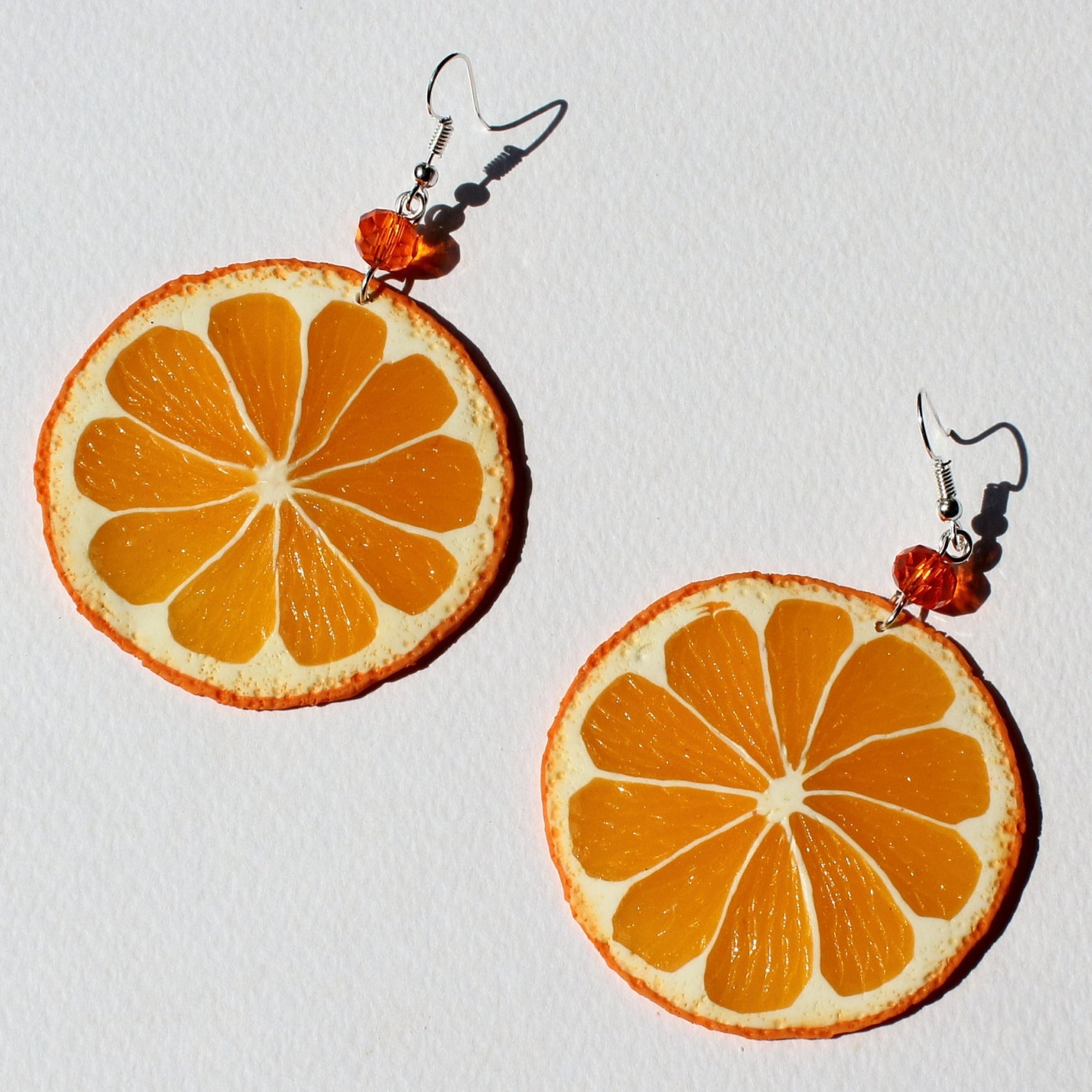 Sunny Caprice : Orange Earrings Polymer Clay.