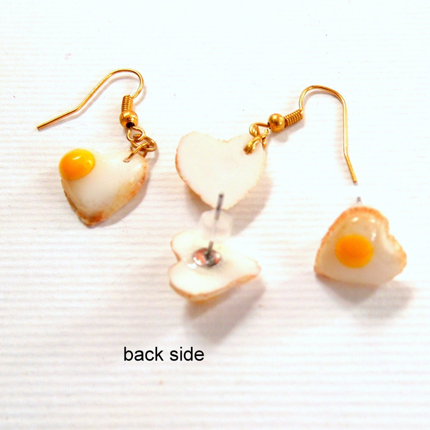 Cute Hearts: Fried Eggs Earrings Polymer Clay.