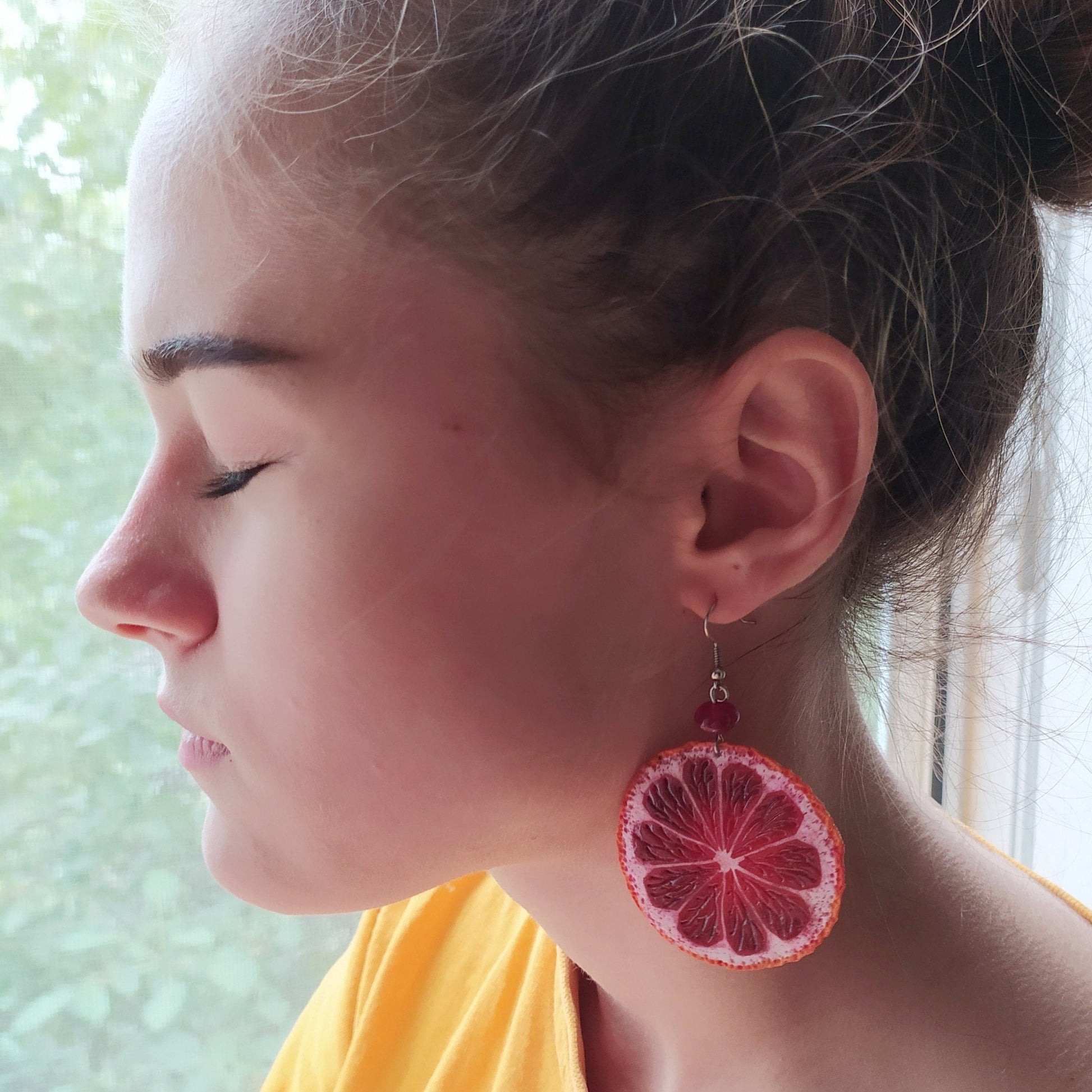 Sicilian Secret: Blood Orange Earrings Polymer Clay.