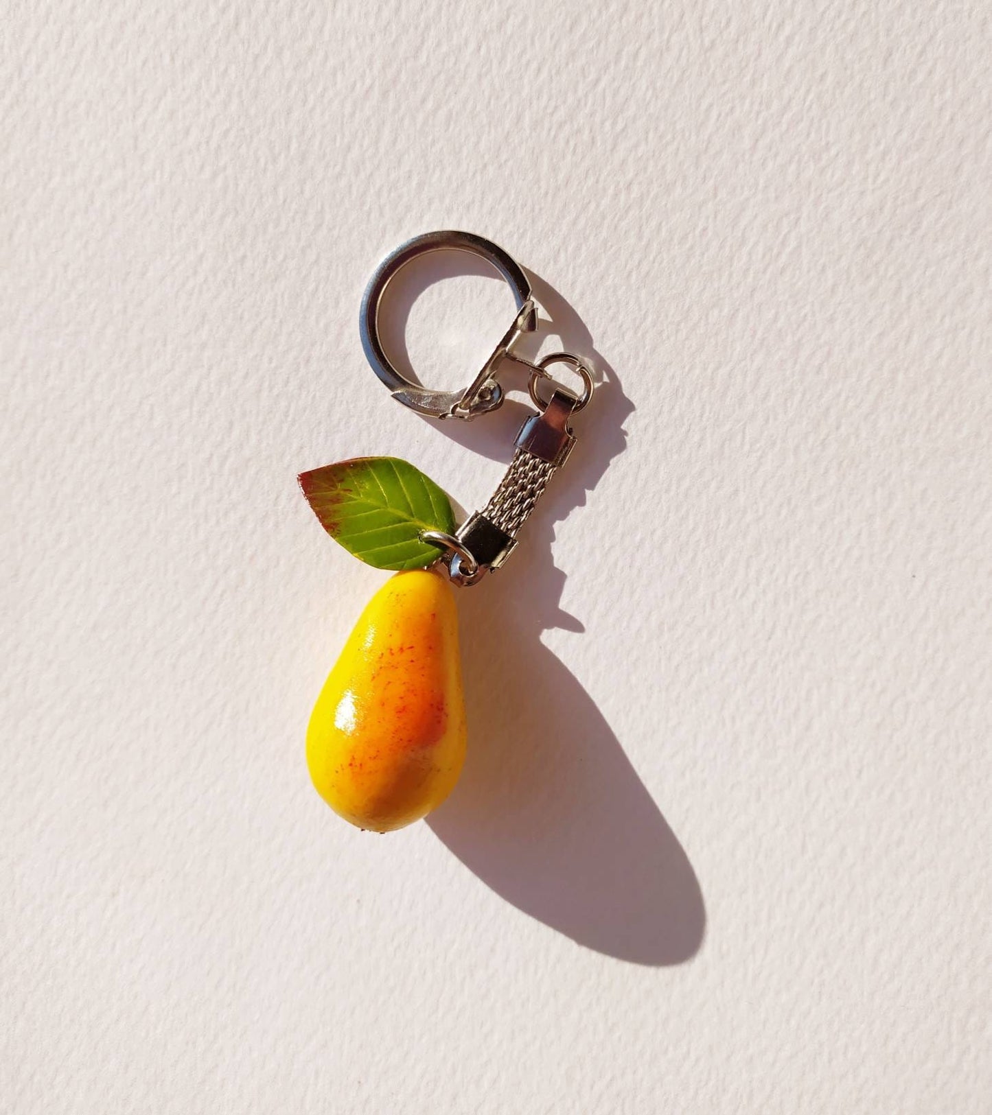 Elegant  Accessory:  Pear Keychain Polymer Clay