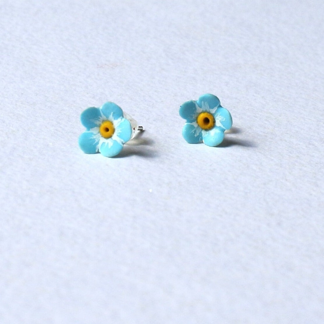 Tiny Memories: Forget Me Not Earrings Polymer Clay.