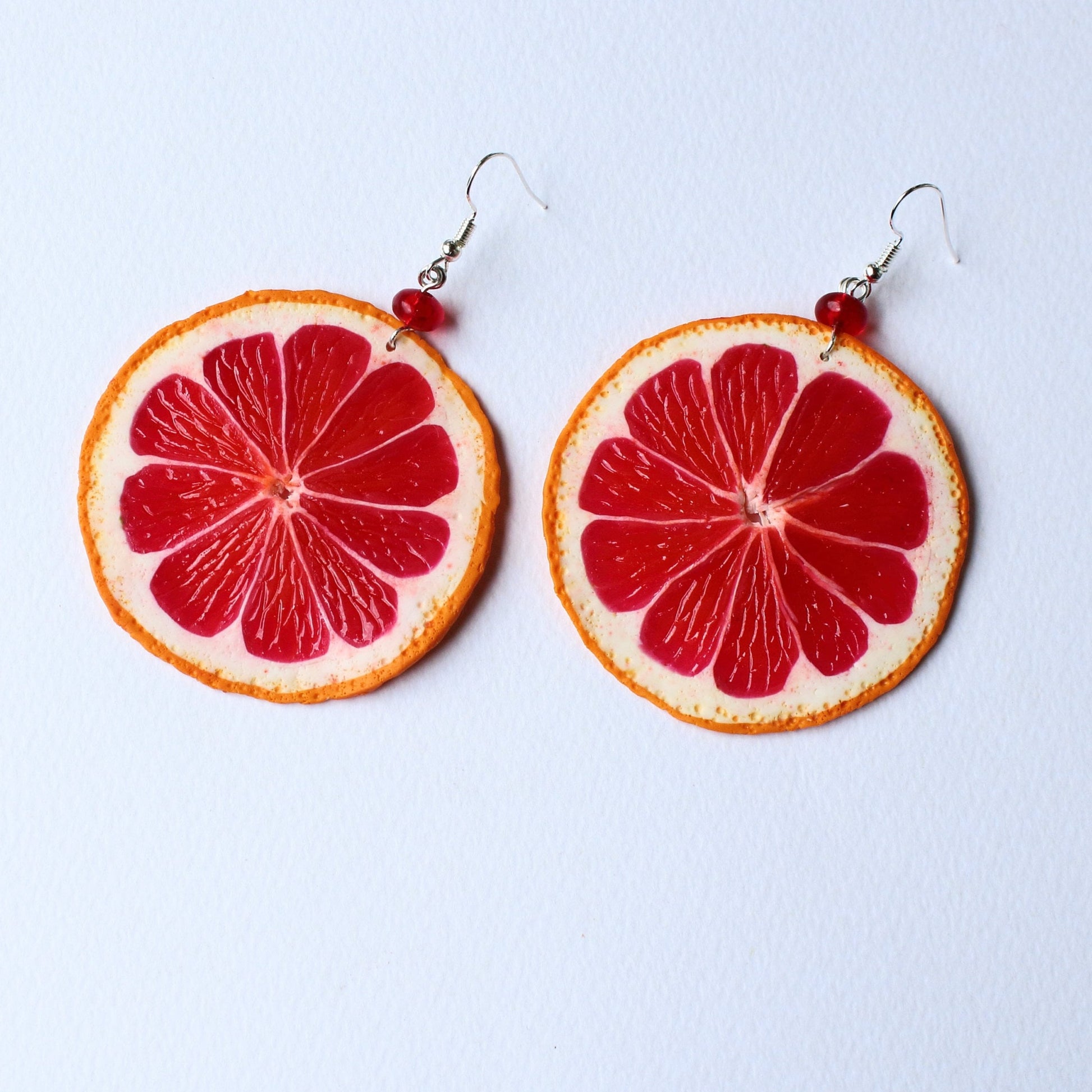 Playful & Juicy: Grapefruit Earrings Polymer Clay.