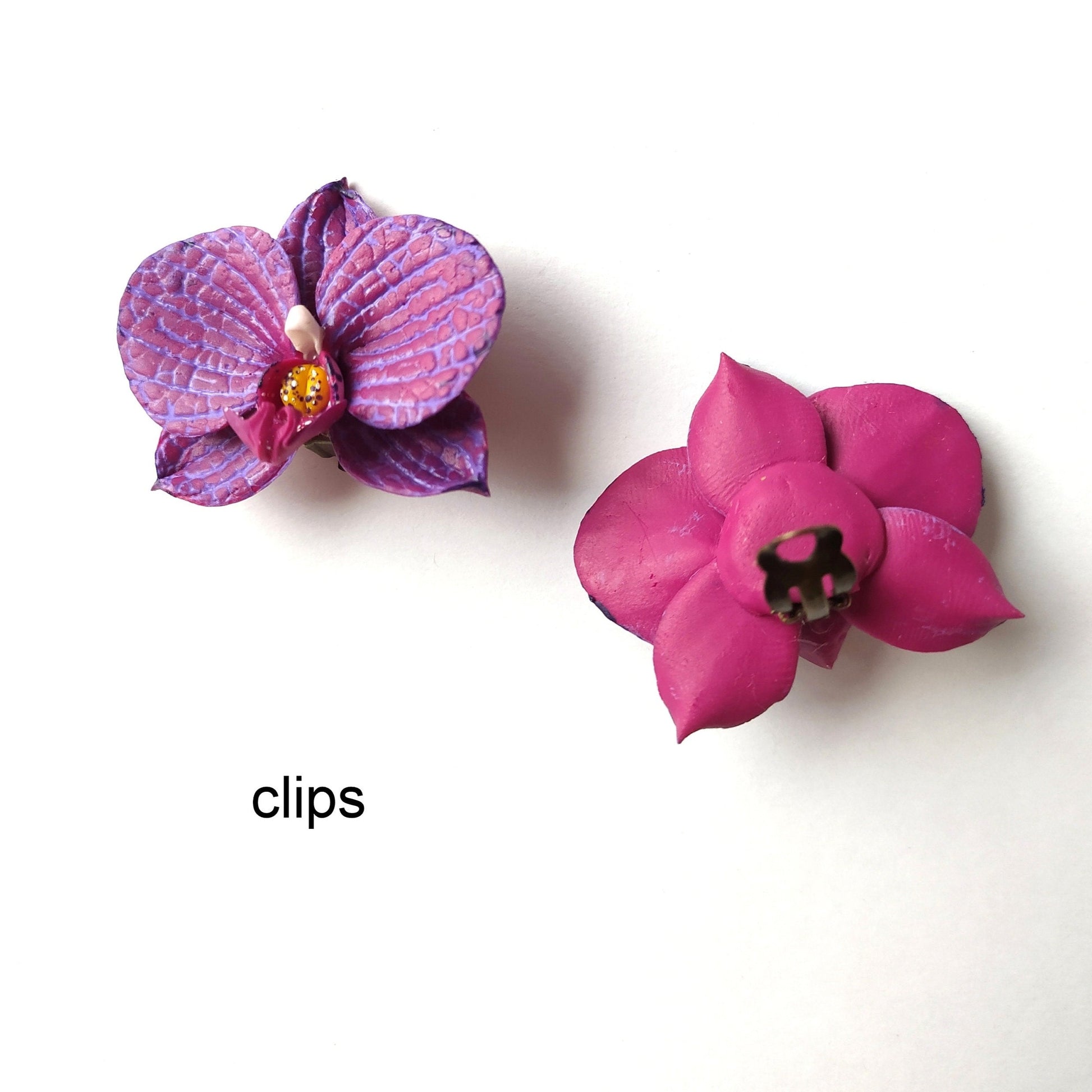 Floral Fantasy: Orchid Earrings Polymer Clay.