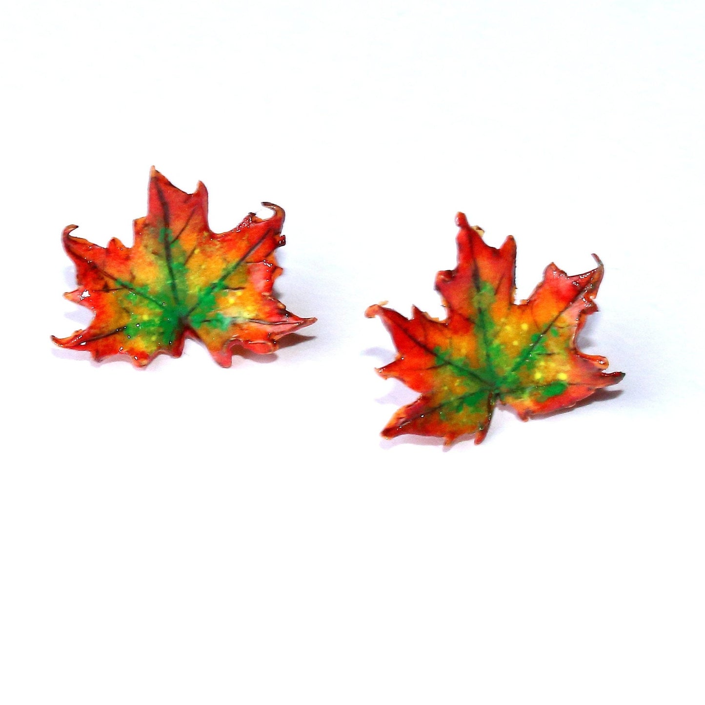 Autumn Miniature: Maple Leaf Earrings Polymer Clay.