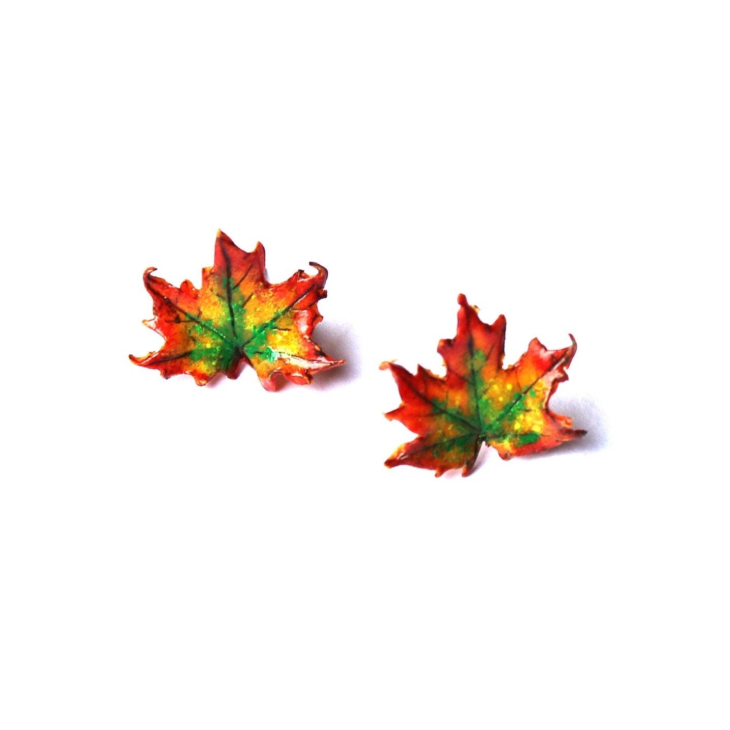 Autumn Miniature: Maple Leaf Earrings Polymer Clay.