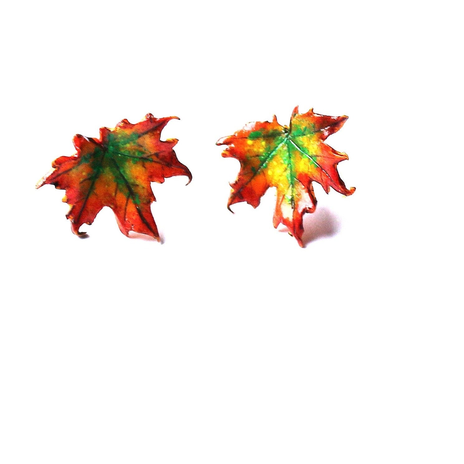 Autumn Miniature: Maple Leaf Earrings Polymer Clay.