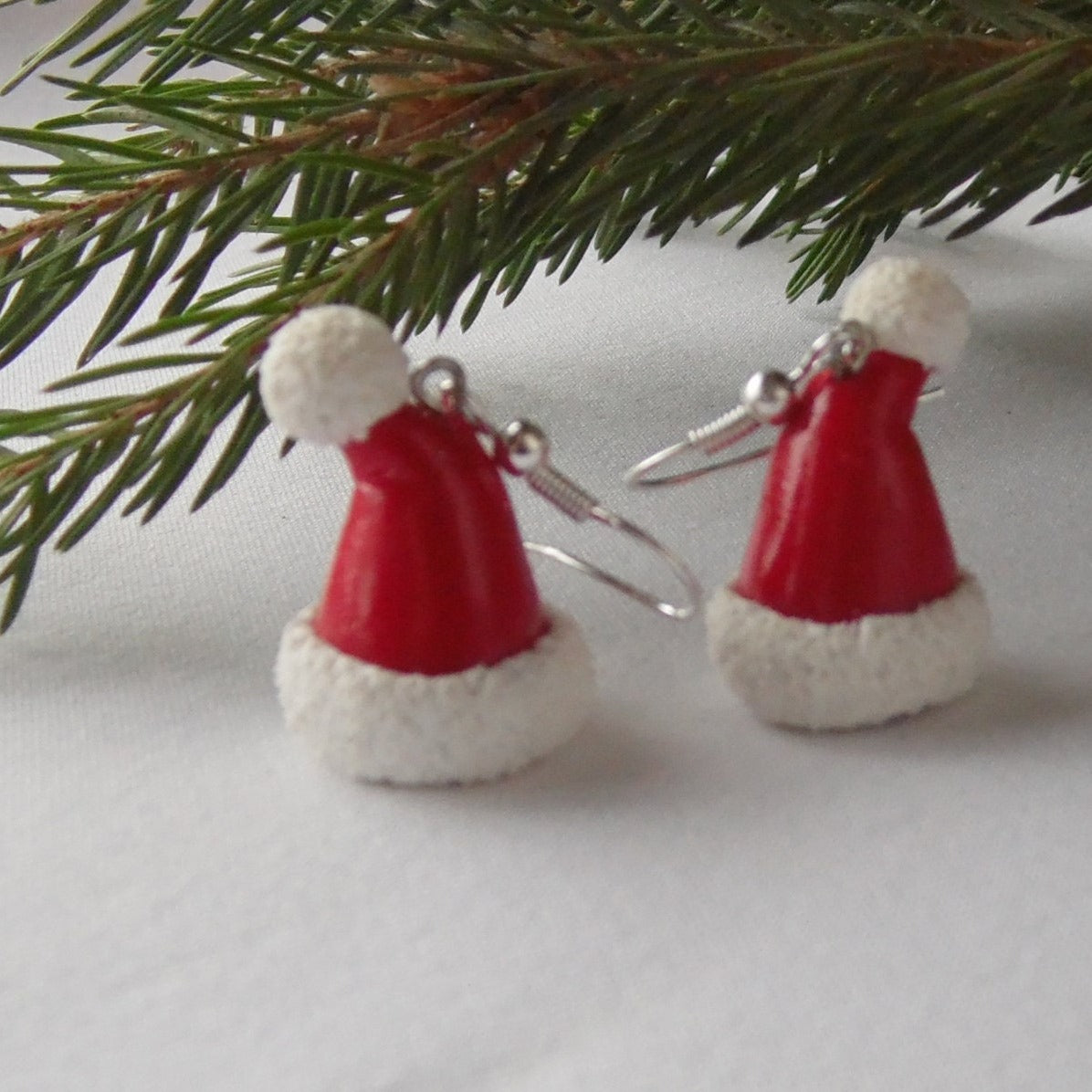 Christmas Magic: Santa Claus Hat Earrings Polymer Clay.