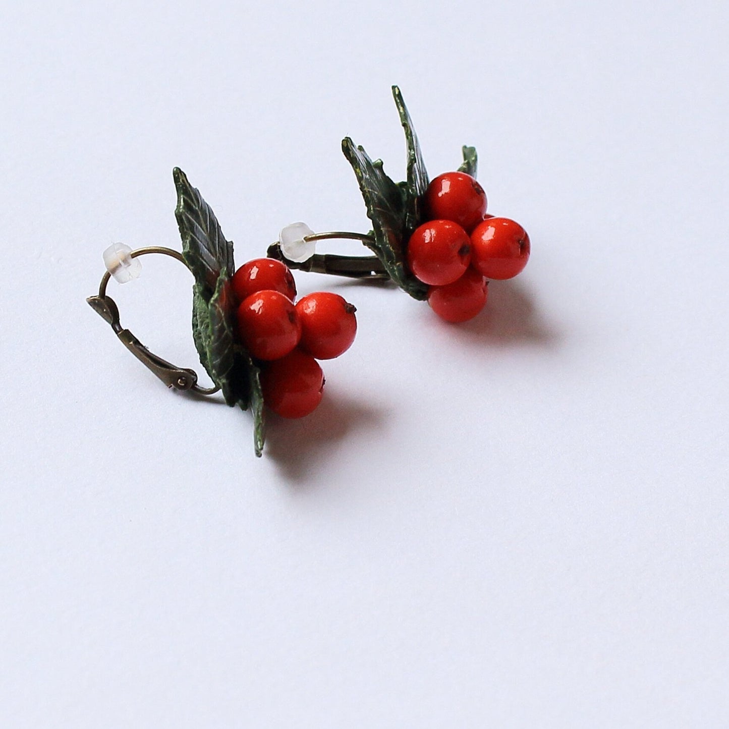 Winter's Сharm: Holly Berry Earring Polymer Clay.