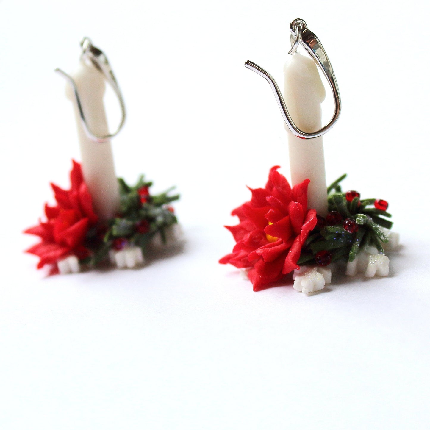 Merry and Bright: Christmas Poinsettia Earrings Polymer Clay.