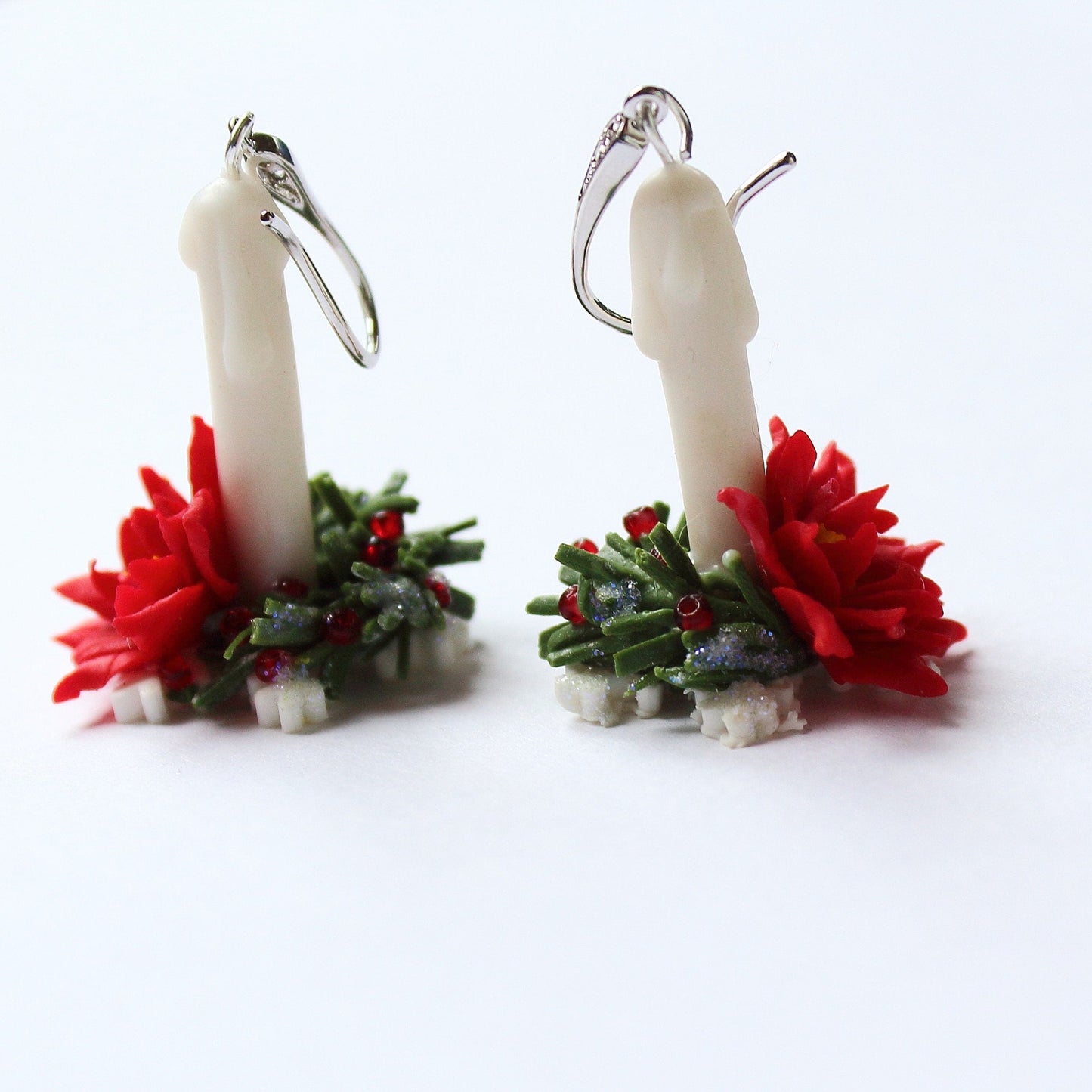 Merry and Bright: Christmas Poinsettia Earrings Polymer Clay.