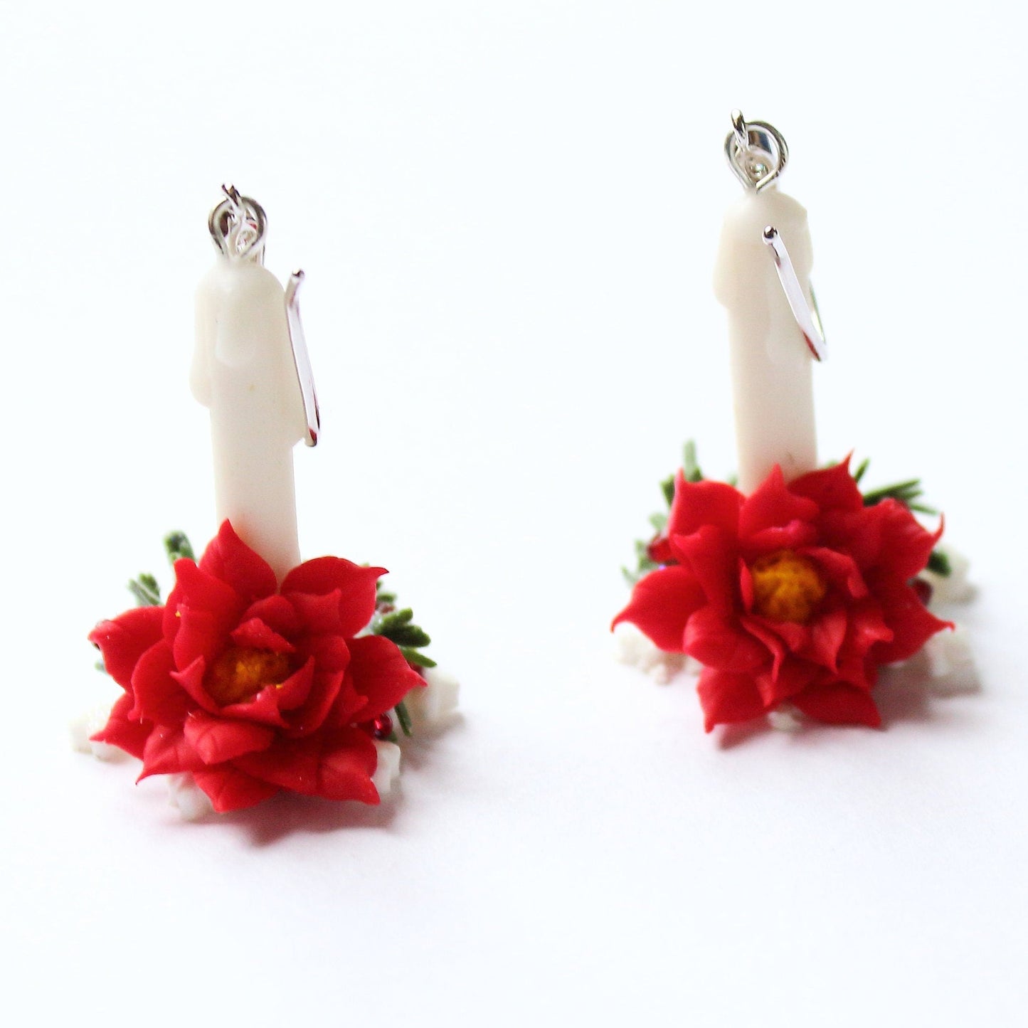 Merry and Bright: Christmas Poinsettia Earrings Polymer Clay.