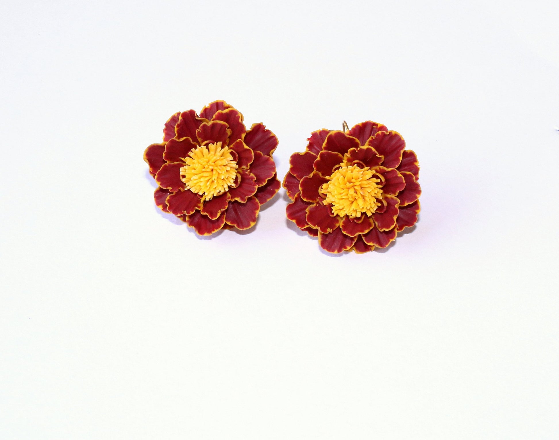 Marigold Bright Floral Polymer Clay Earrings