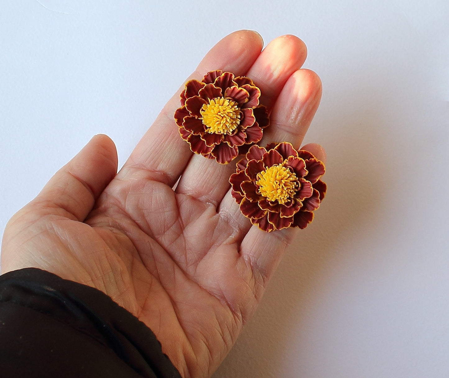 Marigold Bright Floral Polymer Clay Earrings