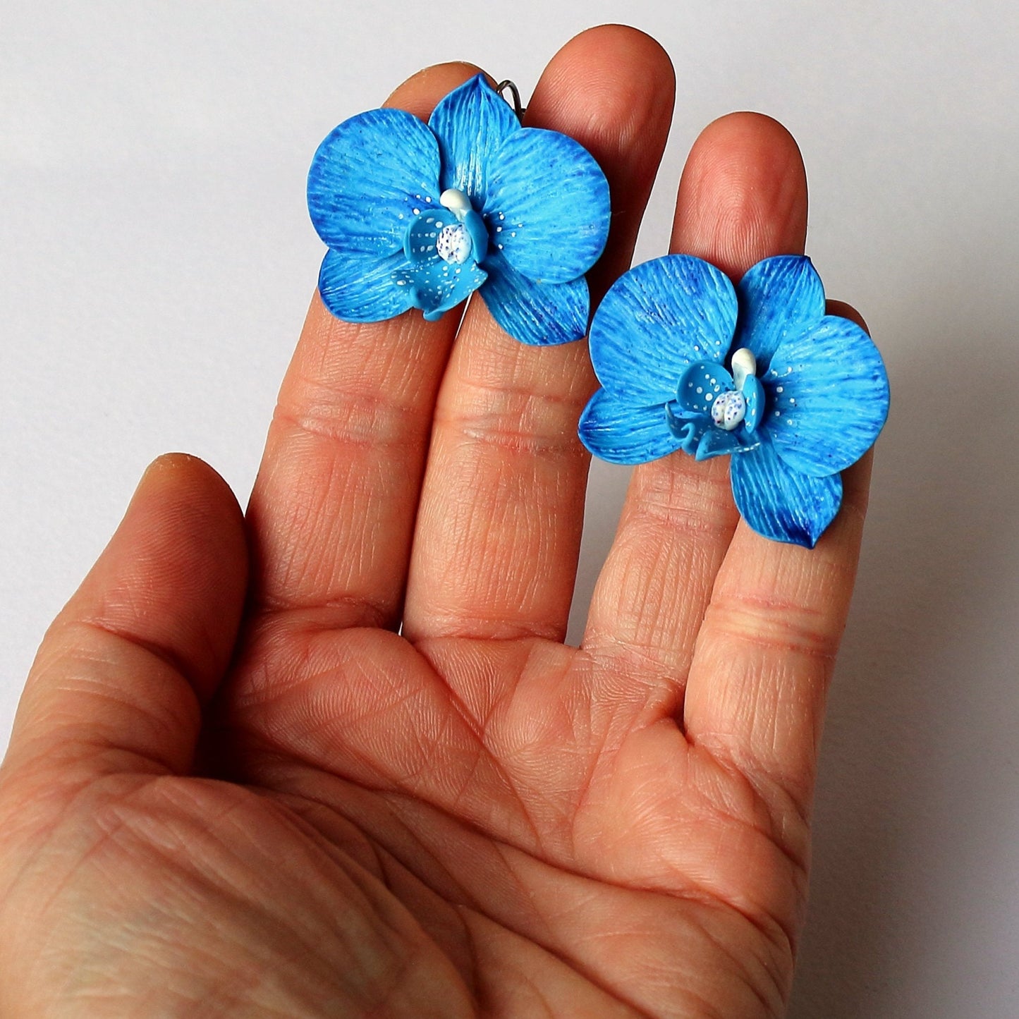 Flowering Grace: Orchid Earrings Polymer Clay.