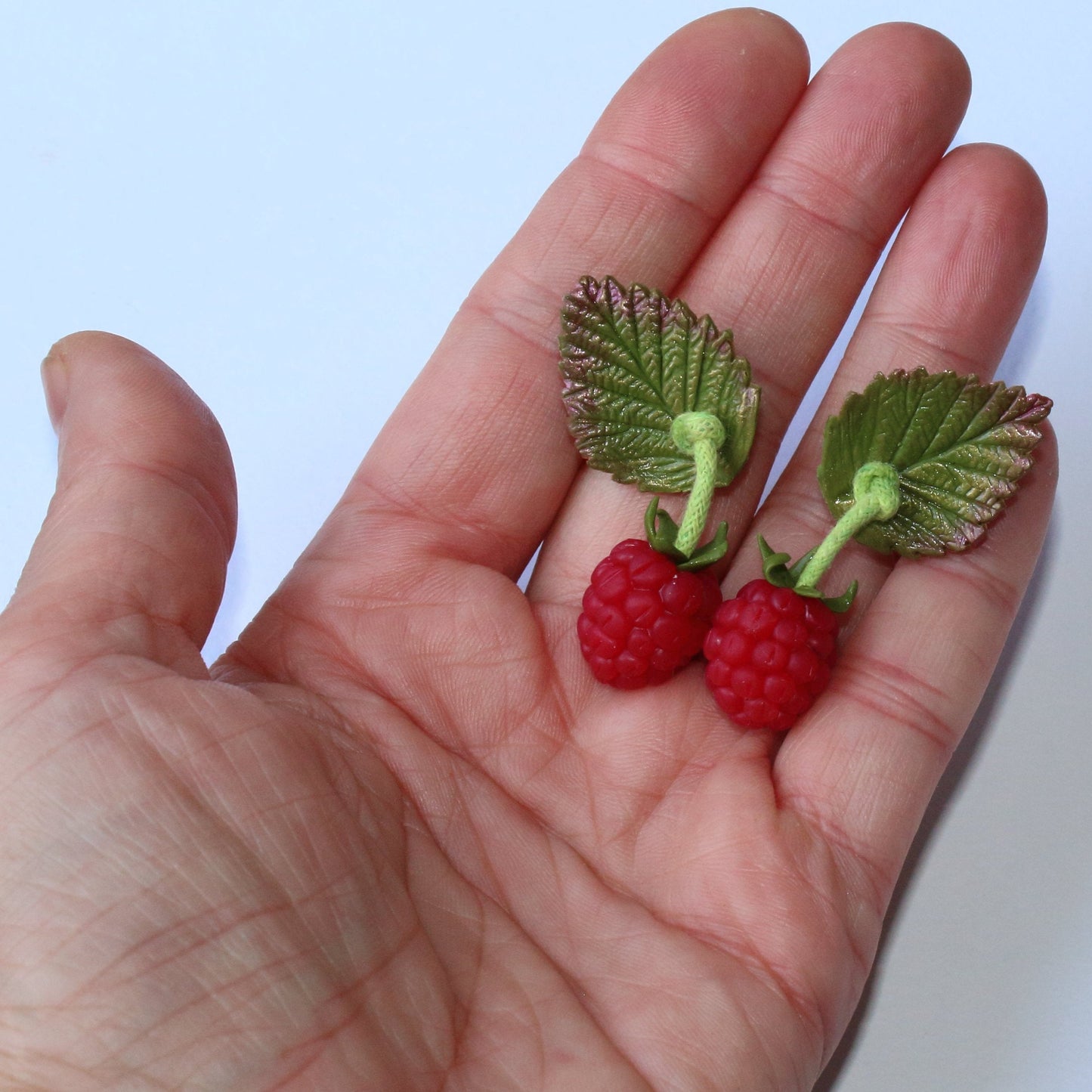 Berry Bliss: Raspberry Earrings Polymer Clay.