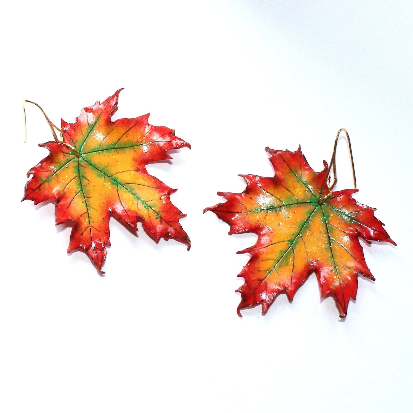 Autumn Mascot: Maple Leaf Earrings Polymer Clay.