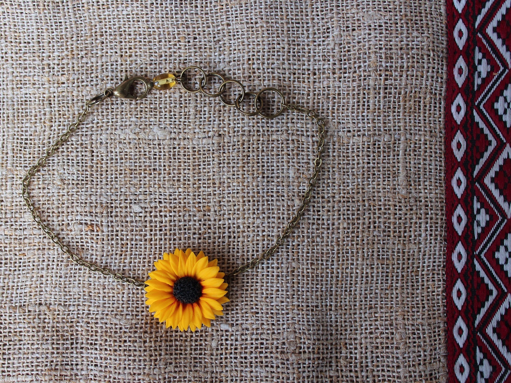 Happiness in every petal: Sunflower Bracelet Polymer Clay.