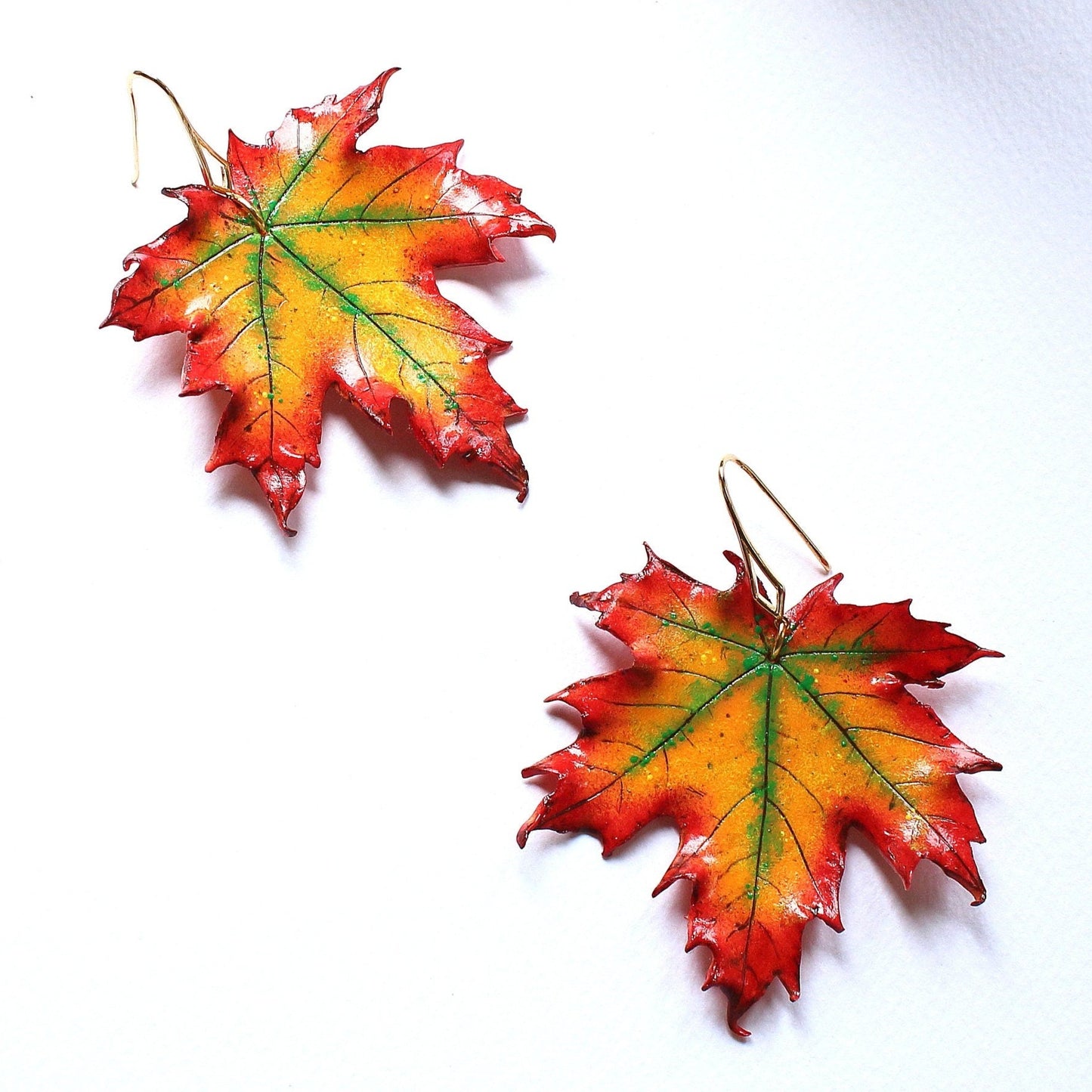 Autumn Mascot: Maple Leaf Earrings Polymer Clay.