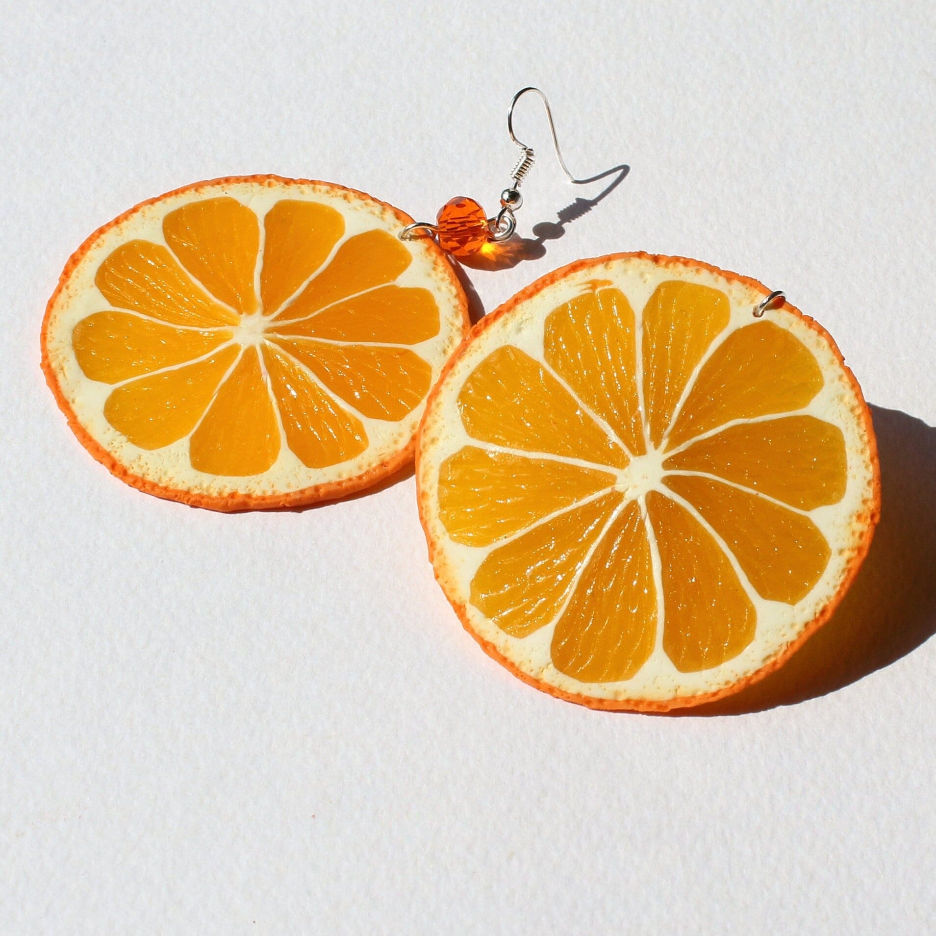 Sunny Caprice : Orange Earrings Polymer Clay.