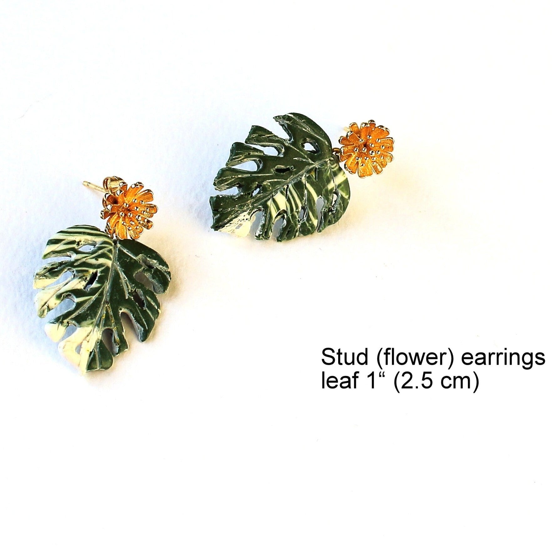 Lucky Charm: Monstera Leaf Earrings Polymer Clay.