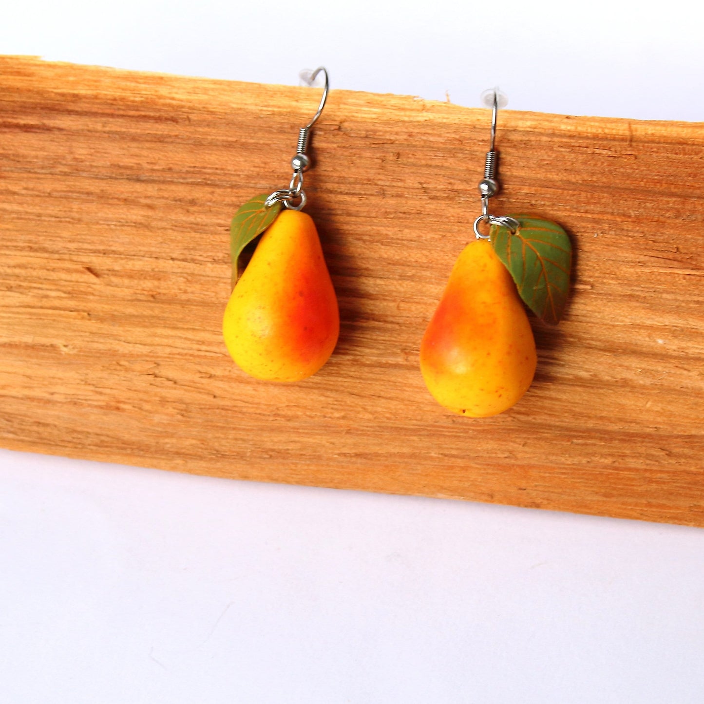 Autumnal Symphony: Pear Earrings Polymer Clay.