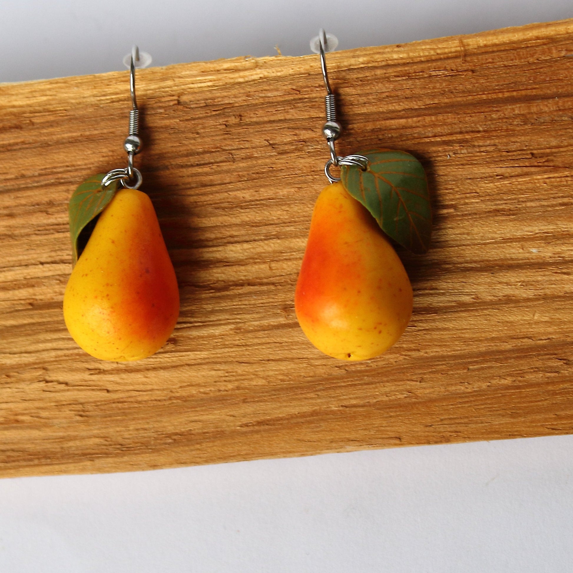 Autumnal Symphony: Pear Earrings Polymer Clay.