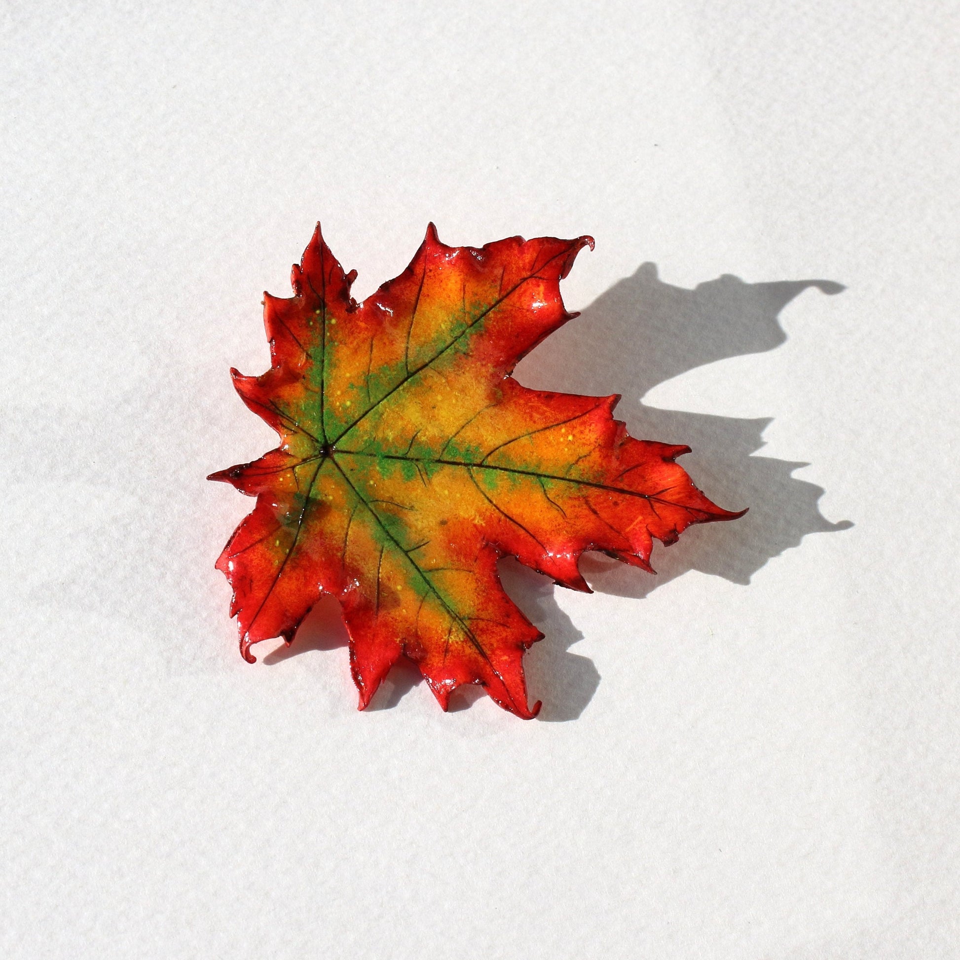 Autumn Dream : Maple Leaf Brooch Polymer Clay.