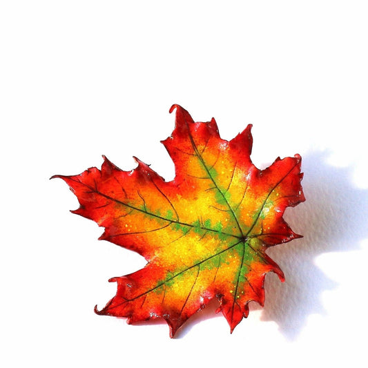 Autumn Dream : Maple Leaf Brooch Polymer Clay.