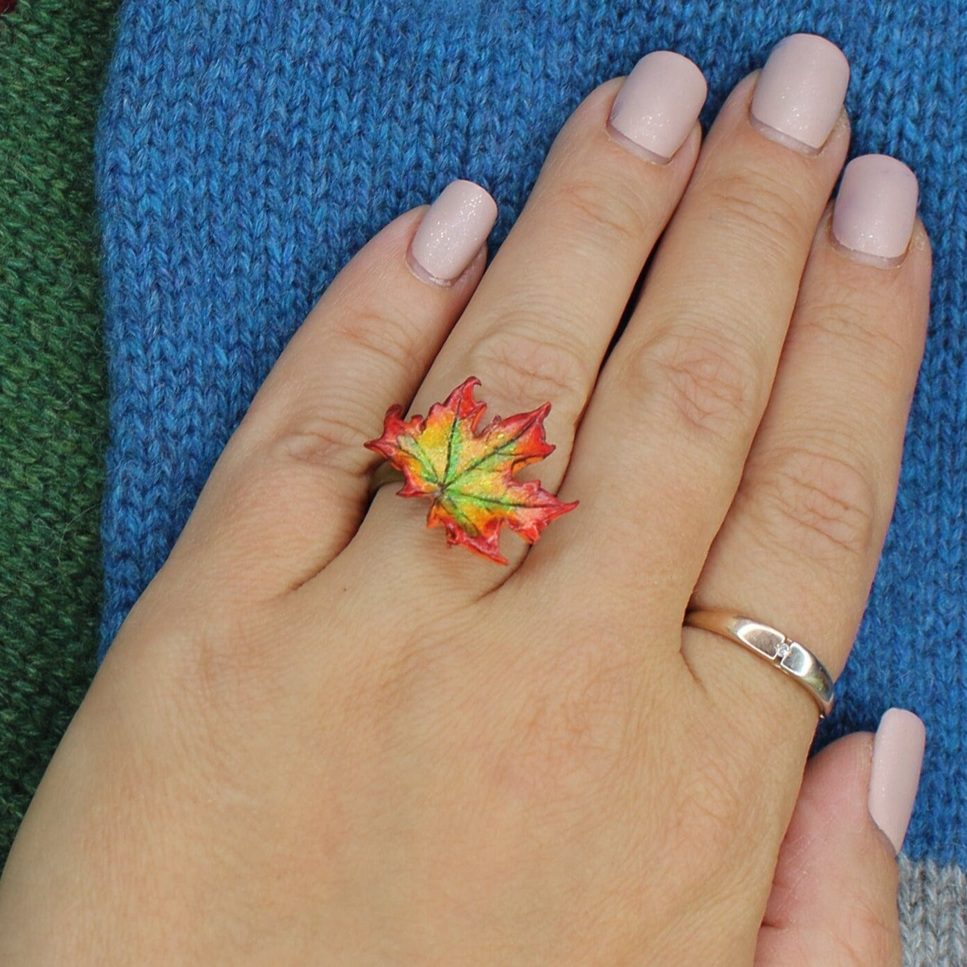 Autumn Blaze: Maple Leaf Ring Polymer Clay.