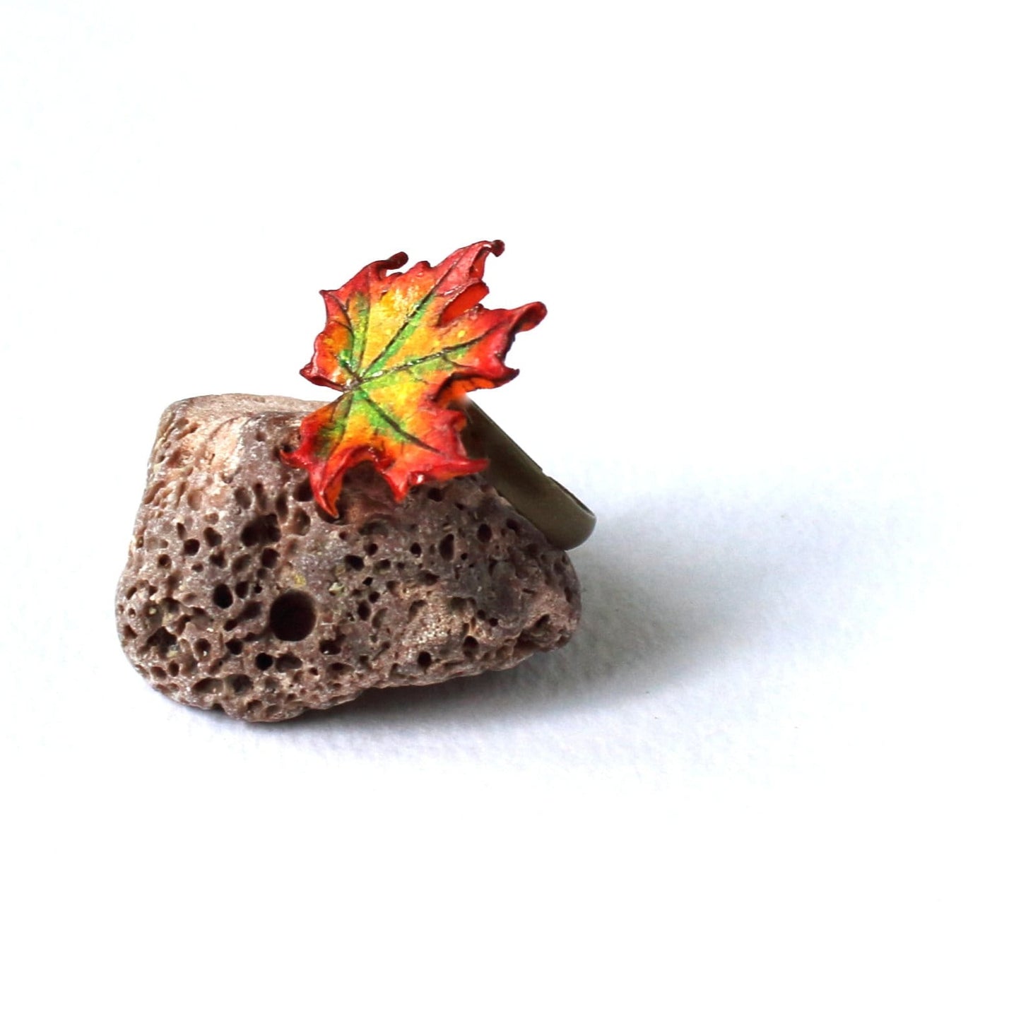 Autumn Blaze: Maple Leaf Ring Polymer Clay.