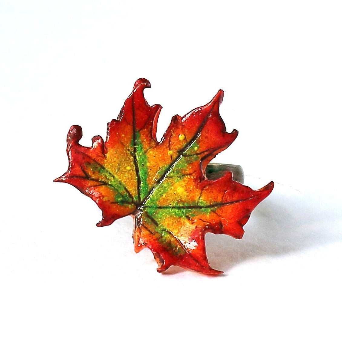 Autumn Blaze: Maple Leaf Ring Polymer Clay.